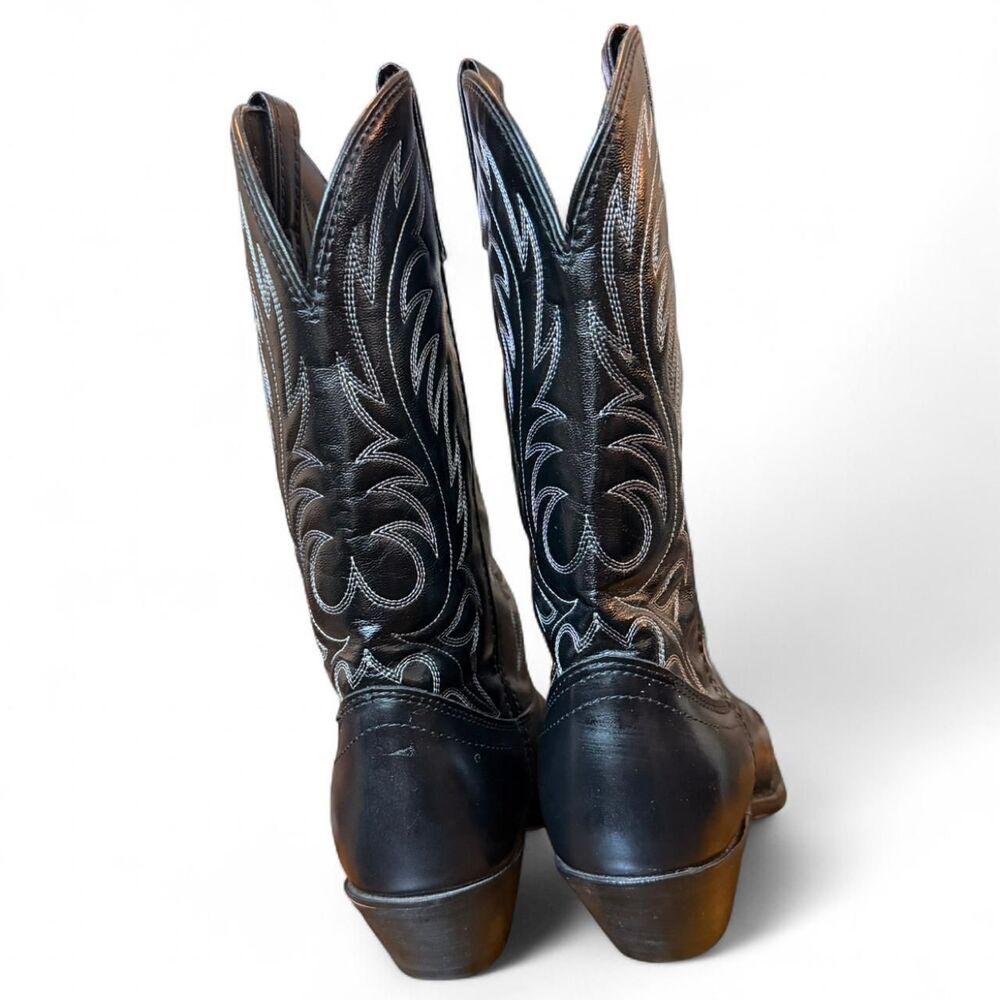 Laredo Black Leather Western Cowboy Boots Women’s 8.5M Embroidered Cowgirl Boots - Picture 6 of 8